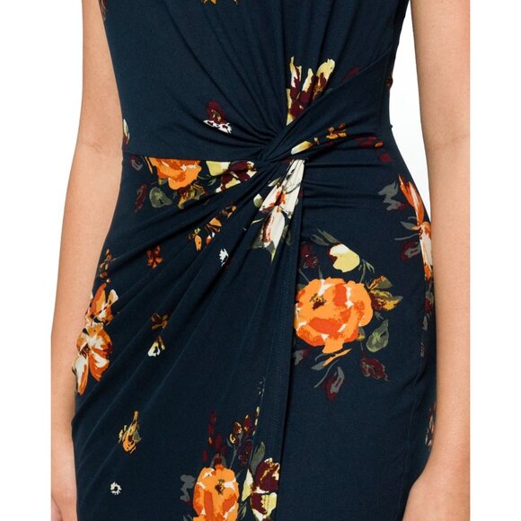 Nine Britton Vivienne Floral Navy Midi Dress Knot Detail Adjustable Straps Small - Picture 4 of 11